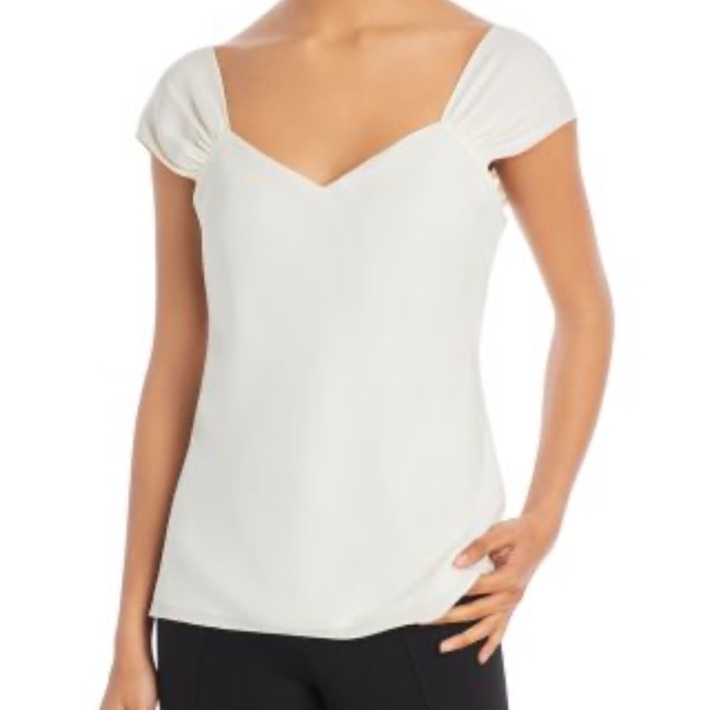 ANN TAYLOR Ivory Sweetheart Neck Sleeveless Knit Top L Large $59 EUC KL